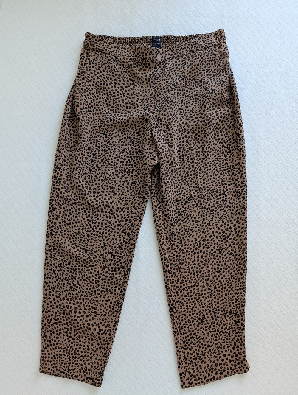 J. Crew Jamie Leopard Print Pull On Elastic Waist Cropped Pants, size 14
